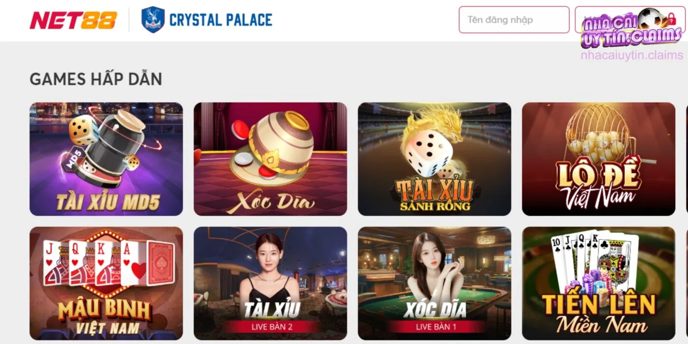 Các trò chơi cá cược nổi bật tại nhà cái Net88