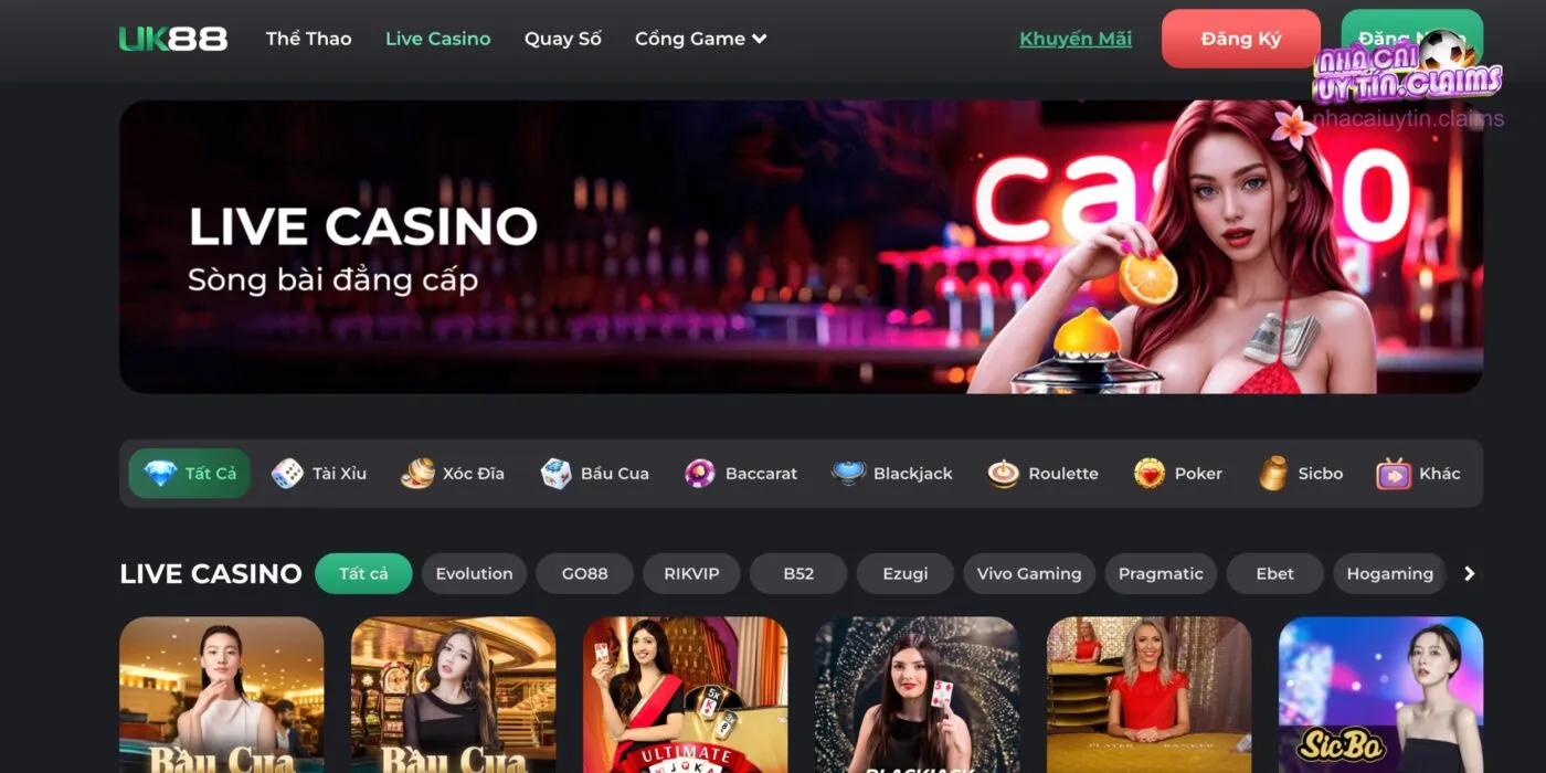 Giao diện hiện đại và thân thiện của nhà cái Uk88 