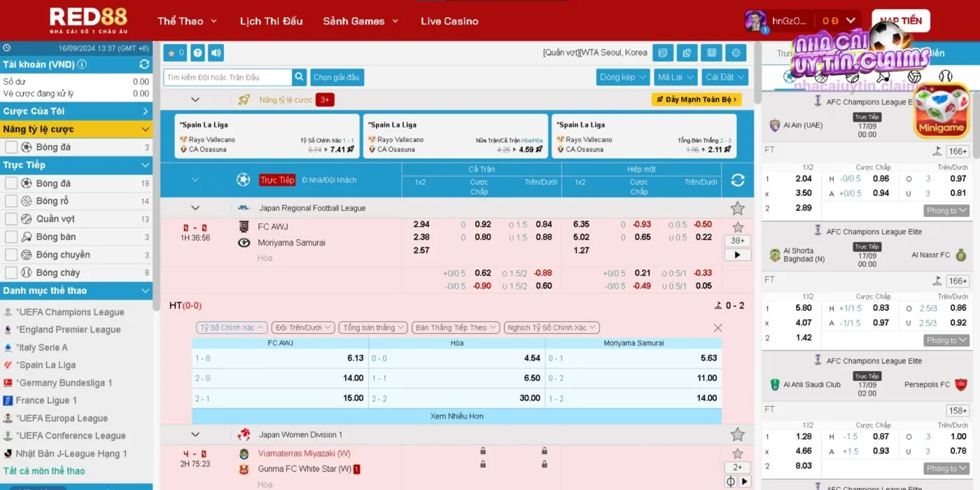 Sảnh M - Sports Tại Kèo Nhà Cái RED88