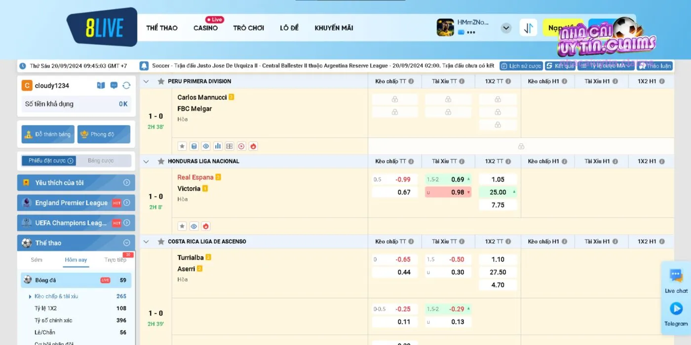 Tổng hợp một số tỷ lệ bóng đá 8LIVE