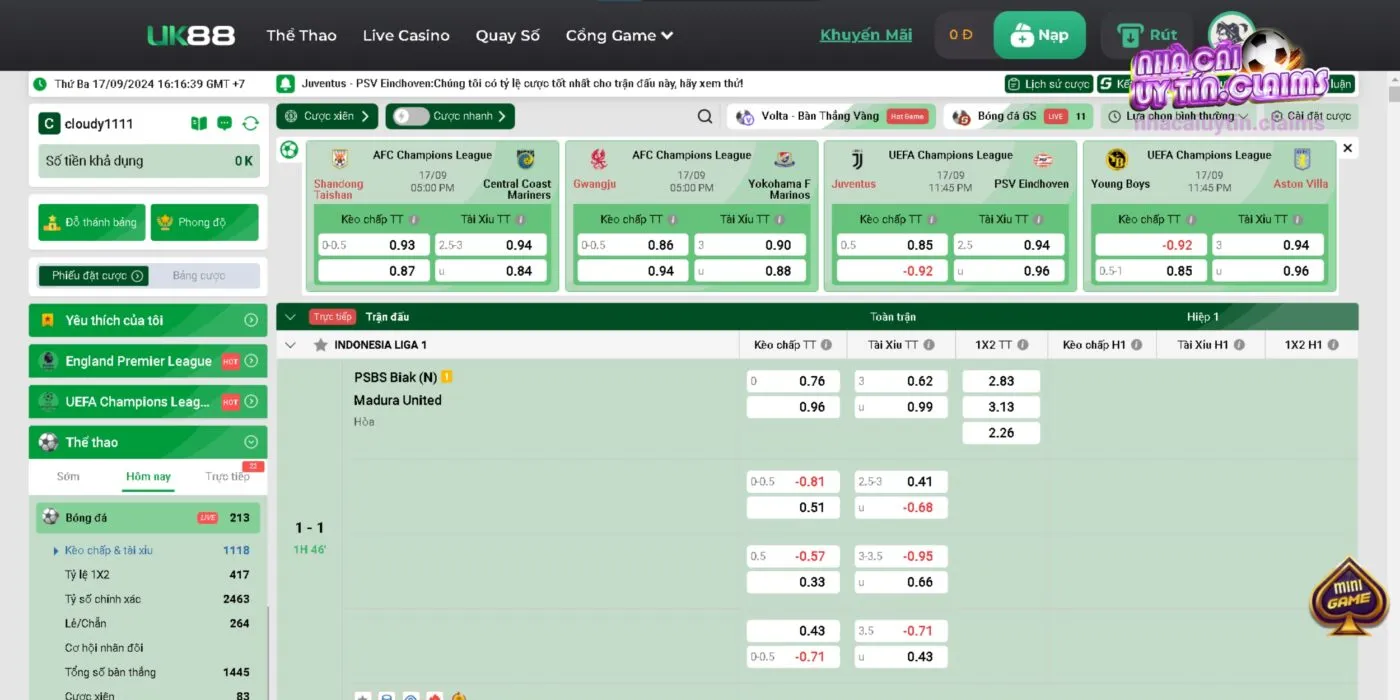 Tỷ lệ cá cược Uk88 cập nhật nhanh chóng