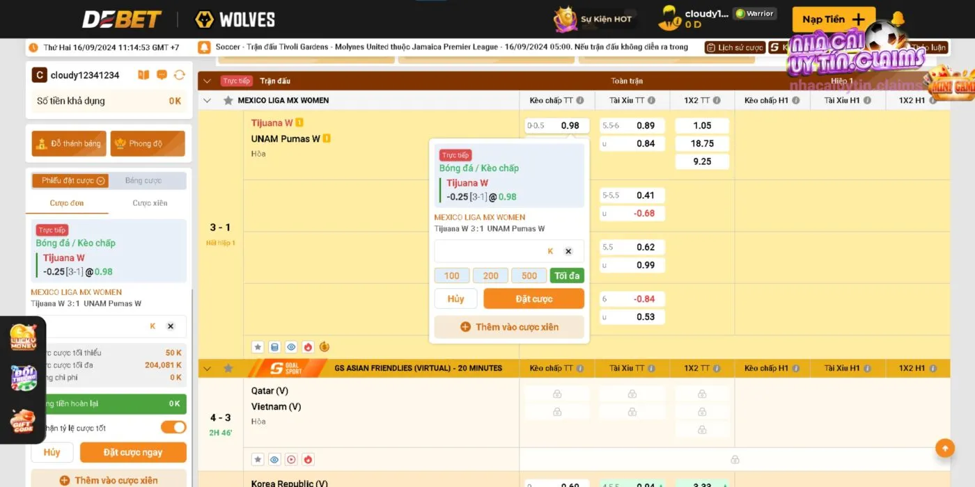 Tỷ Lệ Châu Á (Asian Handicap Odds) Tại Kèo Nhà Cái DEBET